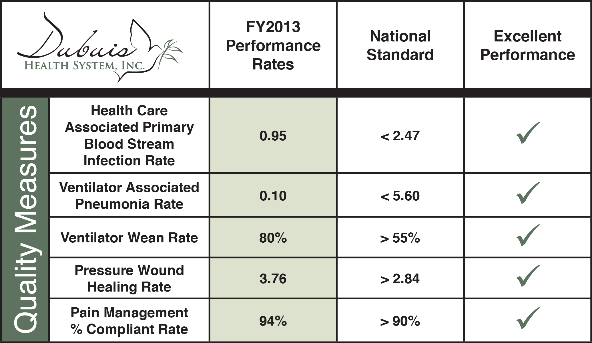 dhs_chart4 FY 2013 Quality Measures for Dubuis Health System, Inc.